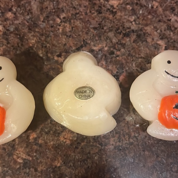 Vintage Ghost Halloween Candles Painted Jack-o-lantern Pumpkin Retro Classic - Picture 3 of 3